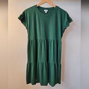 J.Crew Green Tiered Knit Mini Dress